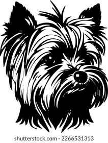 Yorkshire Terrier outline only, dog head, vector illustration, black color, vector image