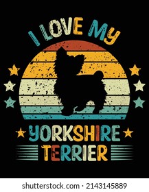 Yorkshire Terrier silhouette vintage and retro t-shirt design svg