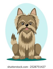 Yorkshire terrier. Ilustração vetorial de cão sentado em estilo plano.