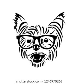 Yorkshire Terrier Wearing Eyeglasses - Yorkie - Isolated Vector Illustration