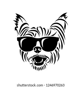 Yorkshire terrier wearing sunglasses - Yorkie - isolated vector illustration