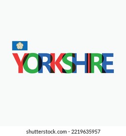 Yorkshire vector RGB overlapping letters typography with flag. Great Britain and England county logotype decoration.
