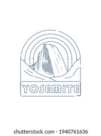 Yosemite design in line art style, badge design, T-shirt Art, Tee Design