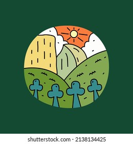 Yosemite Dome view nature life. design for t-shirt, badge, sticker, etc