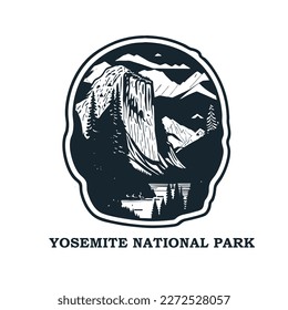 Yosemite National Park landscape Vintage Logo Design suitable for tshirt design,mug,tumble or other purpose