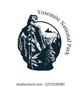 Yosemite National Park landscape Vintage Logo Design suitable for tshirt design,mug,tumble or other purpose