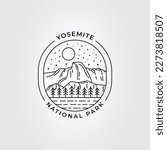 yosemite national park line art logo vector illustration design