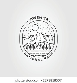 yosemite national park line art logo vector illustration design