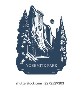 Yosemite National Park outdoor illustration suitable for tshirt design,mug,tumble or other purpose