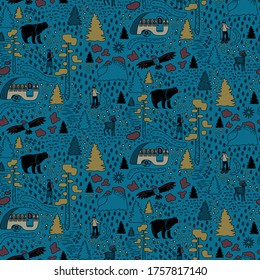 Yosemite National Park pattern design for children