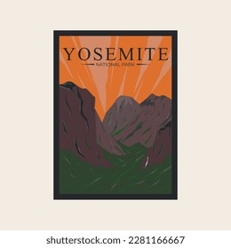 yosemite national park poster background art vector design illustration