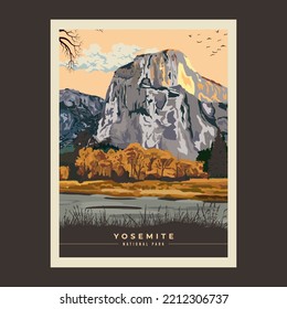 Yosemite National Park Retro Poster