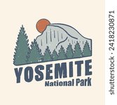 Yosemite National park vector vintage for t shirt, badge, sticker illustration