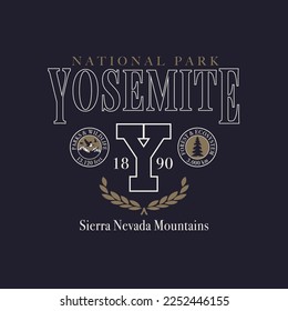 Yosemite Outdoor Varsity Graphic Slogan