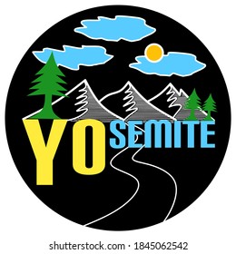 Yosemite Park. Suitable for the design of clothes, mugs, cellphone cases, and others