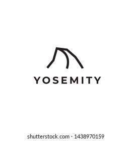 Yosemity vector logo. Mountain linear emblem design