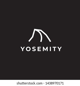 Yosemity vector logo. Mountain linear emblem design
