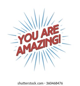 You are amazing color label with sunburst