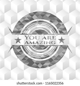 You are Amazing grey emblem with cube white background