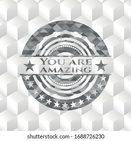 You are Amazing grey emblem with cube white background