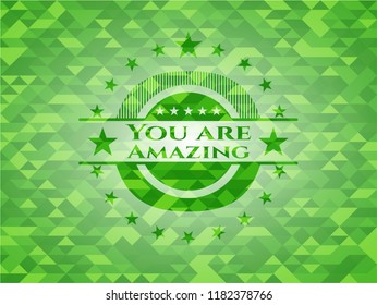 You are Amazing realistic green mosaic emblem