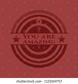 You are Amazing retro style red emblem