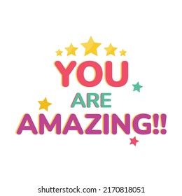 You are amazing, you are amazing sticker, gold stars vector, you're amazing, you are amazing vector, five stars vector