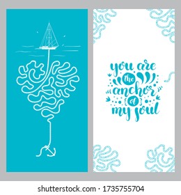 You are the anchor of my soul. Card with handwritten declaration of love