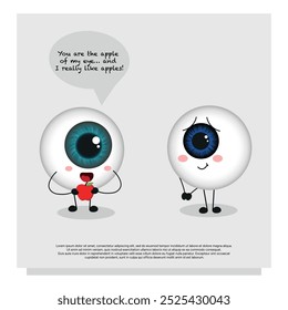 You are the apple of my eye and I really like apples. Funny nice cartoon cards