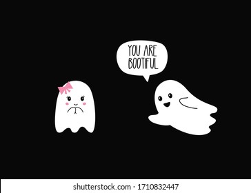 You are beautiful. Boo. Halloween ghosts couple. Vector