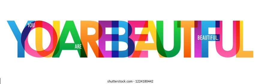 YOU ARE BEAUTIFUL colorful letters banner - Shutterstock ID 1224180442