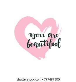 You Beautiful Hand Written Lettering On Stock Vector (Royalty Free ...