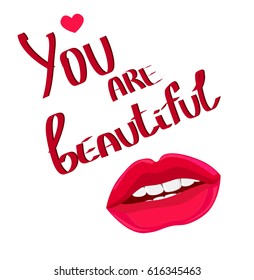 You are beautiful. Inspirational poster vector 