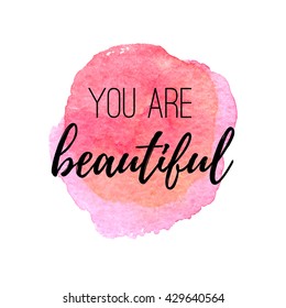 You Beautiful Inspirational Quote On Pink Stock Vector (Royalty Free ...