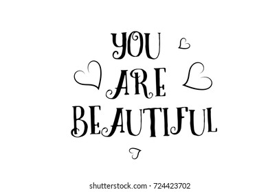 You Beautiful Love Heart Quote Inspiring Stock Vector (Royalty Free ...