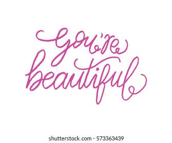 You Beautiful Modern Calligraphy Hand Lettered Stock Vector (royalty 