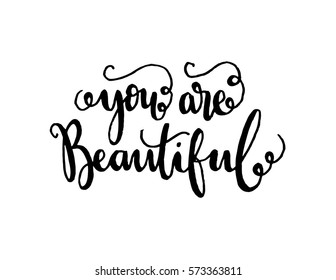 You Beautiful Modern Calligraphy Hand Lettered Stock Vector (royalty 