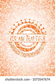  You are Beautiful orange mosaic emblem