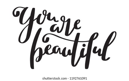 You Beautiful Vector Hand Lettering Stock Vector (Royalty Free ...