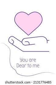 You became dear to me here greeting card with color icon element. Appreciation. Postcard vector design. Decorative flyer with creative illustration. Notecard with congratulatory message on white