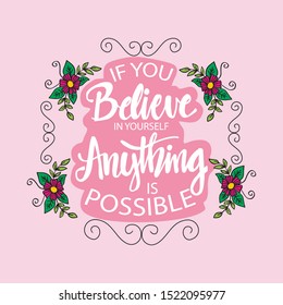 If you believe in yourself anything is possible. Motivational quote poster.