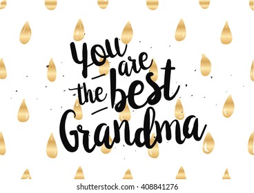 You are the best grandma, grandmother inscription. Greeting card with calligraphy. Hand drawn lettering quote design. Photo overlay. Typography for banner, poster or clothing design. Vector.