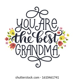 You are the best grandma. Hand drawn lettering phrase. Vector calligraphic illustration for greeting cards, posters, prints, t-shirts.