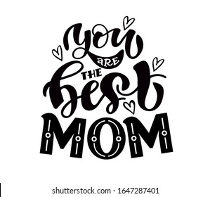 You are the best mom - cute hand drawn doodle lettering postcard. Best mom ever.