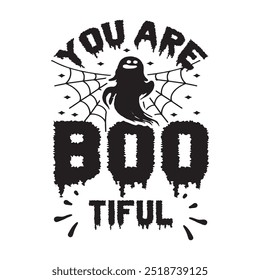 Você é Boo Tiful costume, vetor de design de t-shirt de Halloween, preto, preto, skittish, horror, assustador, feiticeiro, feriado