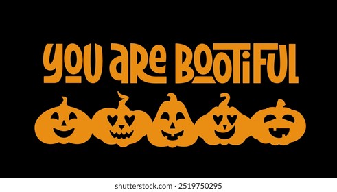 Você é uma frase boa com Halloween Pumpkins Border. Jack O Lanterna Fundo.