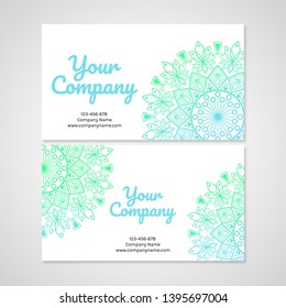 You can change text with your company with mandala business card.