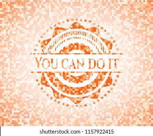 You can do it abstract emblem, orange mosaic background