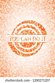 You can do it abstract emblem, orange mosaic background