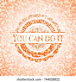 You can do it abstract emblem, orange mosaic background